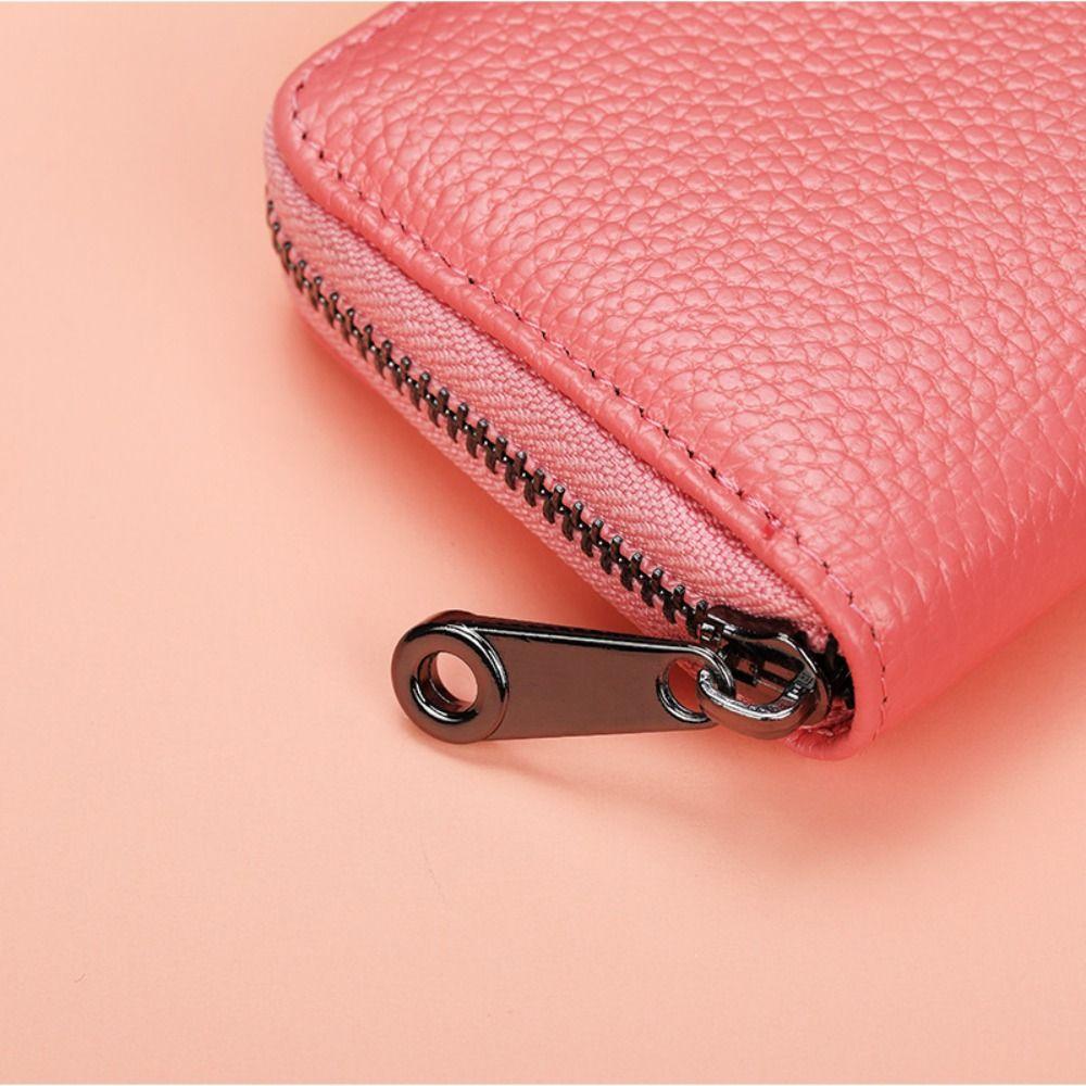 Fashion Multi Slot Card Holder PU Leather Zipper Small Wallet Solid Color Coin Pouch Men Women