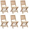 Folding Garden Chairs Set of 6 with Cushions Acacia Wood