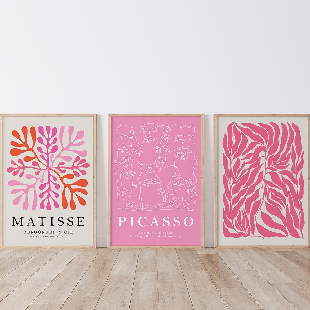 Henri Matisse Wall Art Posters and Prints Blush Salmon Pink Canvas Painting Abstract Line Pictures For Living Room Modern Decor