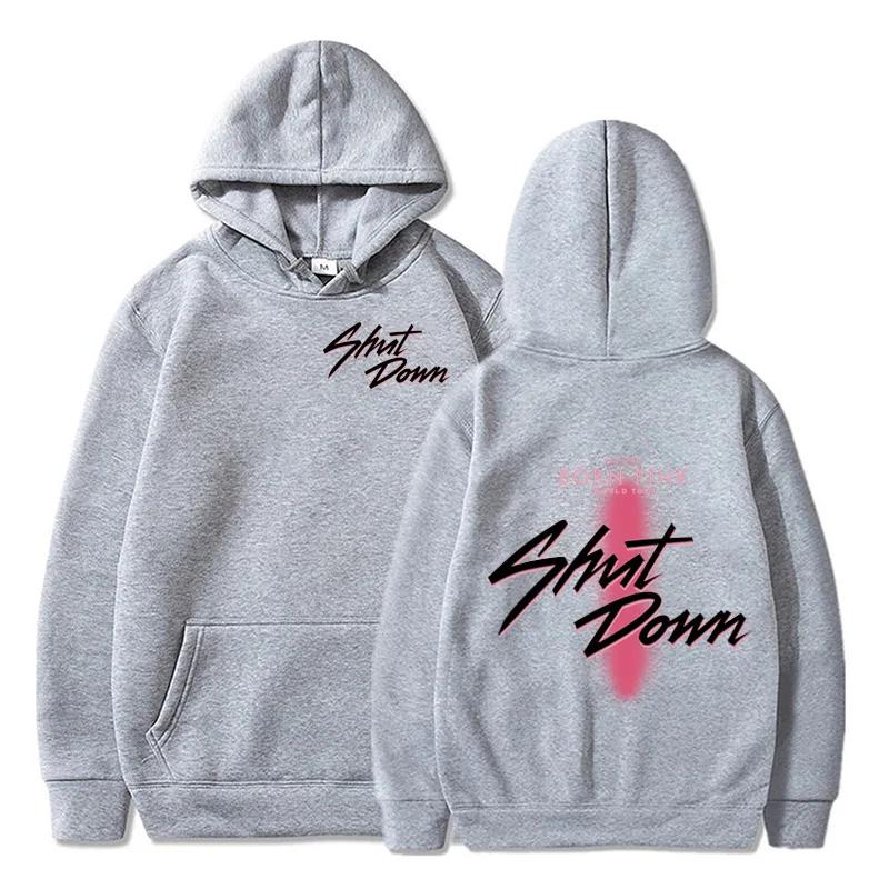 Shut Down Kpop hettegenser Morsom Jisoo Lisa Rose Jennie Loog tegneserie herre vinter varm Moteabel og trendy gave hettegenser