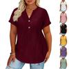 Women's Fashion Casual Button-Up V Neck T Shirt Pullover Short Sleeve Top