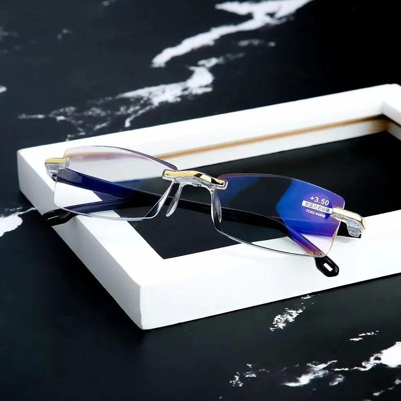 New Anti Blue Ray Reading Glasses Men Women Rimless Cutting Presbyopia Eyewear For Ladies Blue Light Glasses