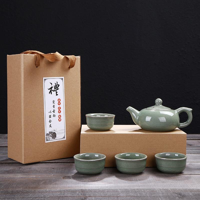 Mid-Autumn Festival Ge Kiln Ru Kiln Gift Box Tea Set Company Activities Companion Gift Annual Meeting