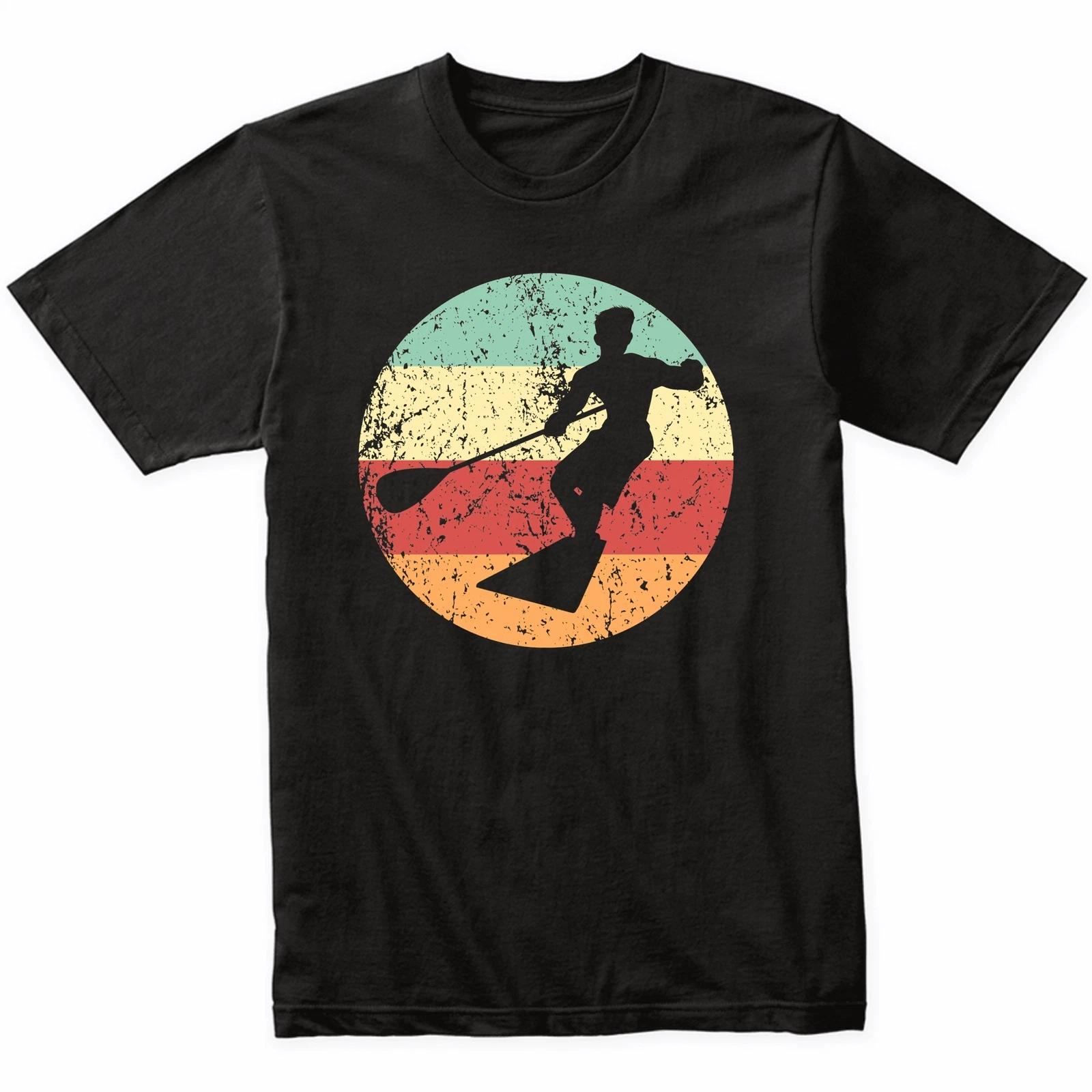 Paddleboarding Paddleboarder Silhouette Retro Water Sports Retro Colors T-Shirt S