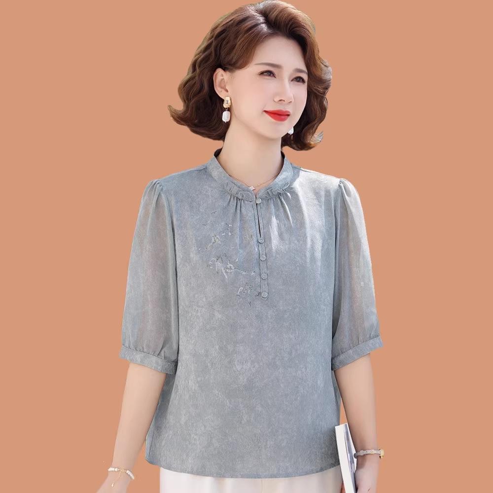 Chiffon Blouse for Summer 2026: Elegant Short Sleeve Chinese Style for Moms