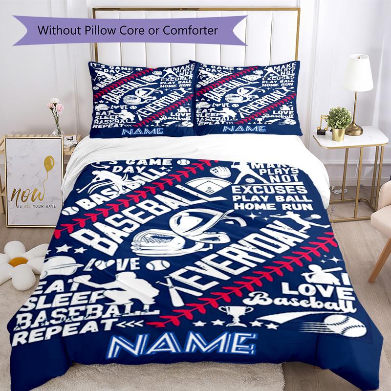 Baseball3 Customize Your Name Bedding Set Breathable Duvet Cover With Pillowcases Decorative Bed Linen For Bedroom Home Decoration Birthday Gift
