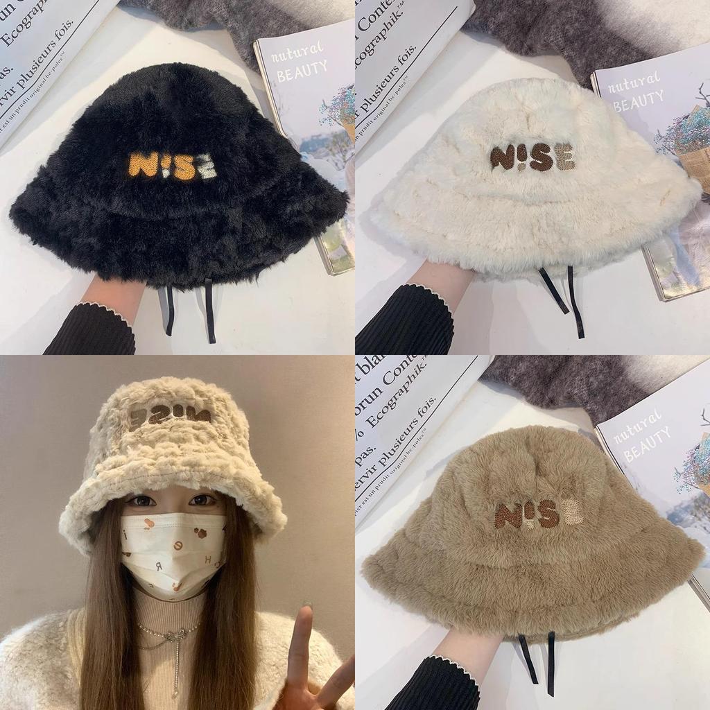 Fall Winter Ladies Bucket Hat With Thick Wool Plush For Warmth And Windproof Comfort