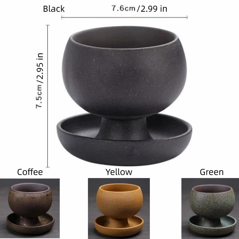 Japanese Style Round Ceramic Coffee Cup Kiln Glaze Handcrafted Rotate Tea Cup 150ML with Saucer Retro Latte Cup Home Use