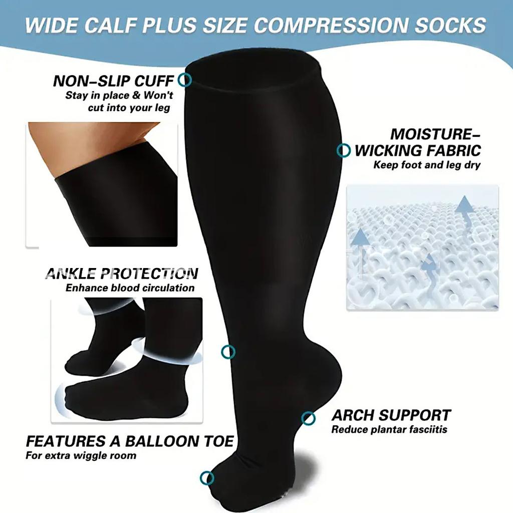 Plus Size Compression Socks Fat Large Leg Sports Socks Running Cycling Fat Calf Stockings Pressure Leg Fitness Varicose Veins