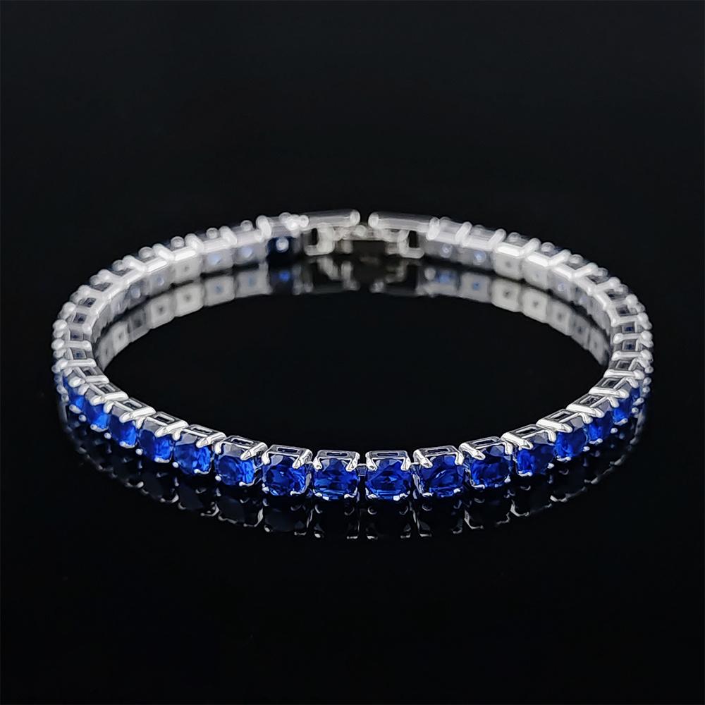 Rose Gold Silver Color 5mm Pink Blue Green Red Tennis Bracelet Bangle for Women Wedding Fashion Jewelry Party Gift S4777