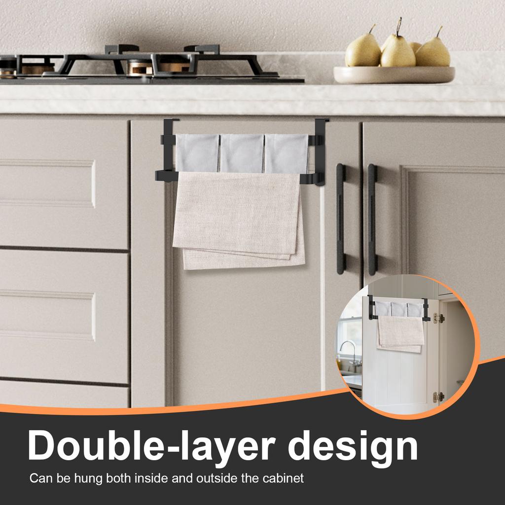 2 Pcs Cabinet Towel Holder Stainless Steel Double Layer Over The  Rust Resistant Towel Rack for Kitchen and Bathroom