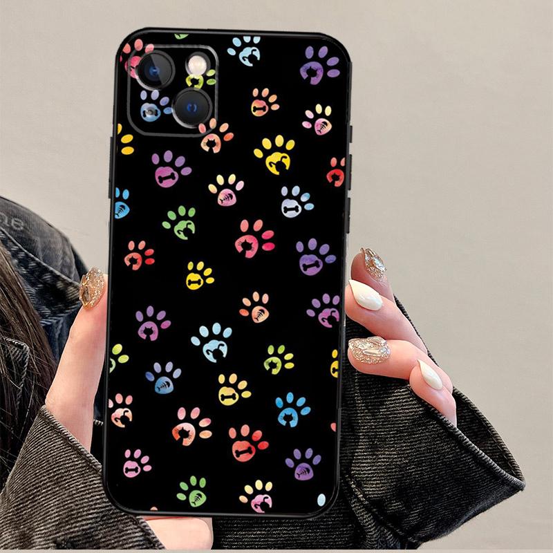 Watercolor Paw Prints Case For iPhone 12 13 Mini 11 14 Pro Max XS X XR Plus 15 16 Pro Max Cover