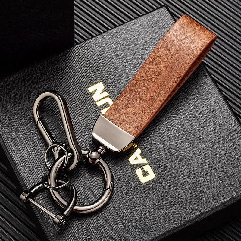 Vintage Discolored Leather Custom Logo Keychain For Men Women Laser Engraved Car Key Chains Holders Personalize Company Keyring