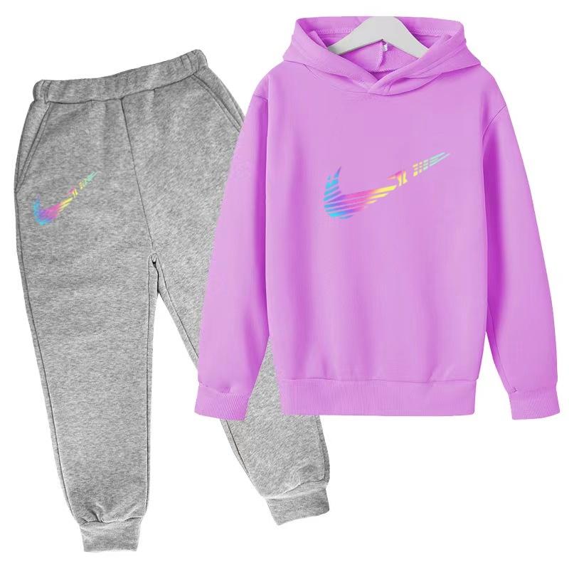 2026 Children Hoodie Letters Sports Pullover3-13Yrs Coat Sweatshirt+Pants -piece Set Boy Girl Toddler Clothes Fashion Set