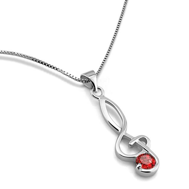 New Purple White Red Zircon Music Notation Pendant Choker Women100% 925 Sterling Silver Necklace Box Chain Jewelry Gift