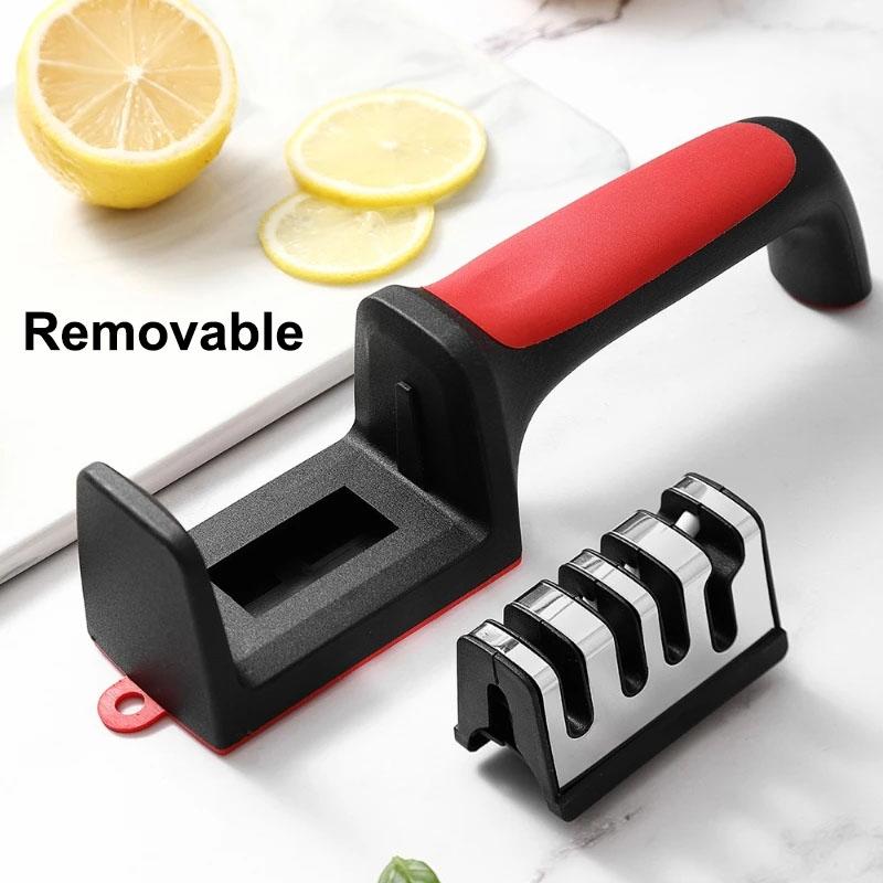 Quick Handheld Knife Sharpener Multi-function 4 Stages Type Sharpening Tool Stainless Steel Sharpening Stone For Kitchen