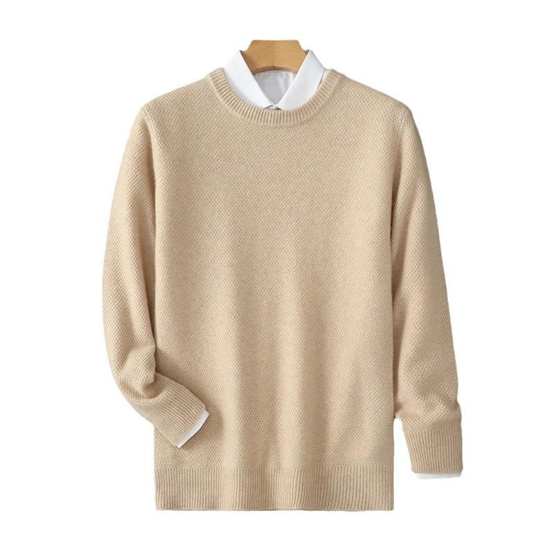 New crew neck cashmere sweater loose thickened pullover sweater with wool sweater men's inside
