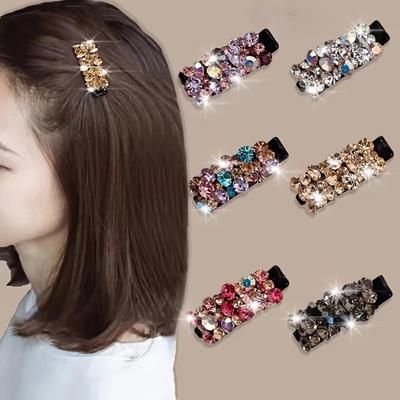 1 Stück Bunte Strasssteine Strass Haarklammern Acetatmaterial Elegantes Design Entenschnabel Haarnadel Funkelnder Kristall