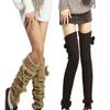 Extra Long Cable Knit Over-the-Knee Leg Warmers with Pom Pom