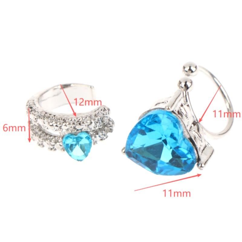 2Pcs Fake Piercing Clip Earrings Delicate Blue Heart Zircon Buckle Ear Cuff Cartilage Ear For Women  Jewelry Gift
