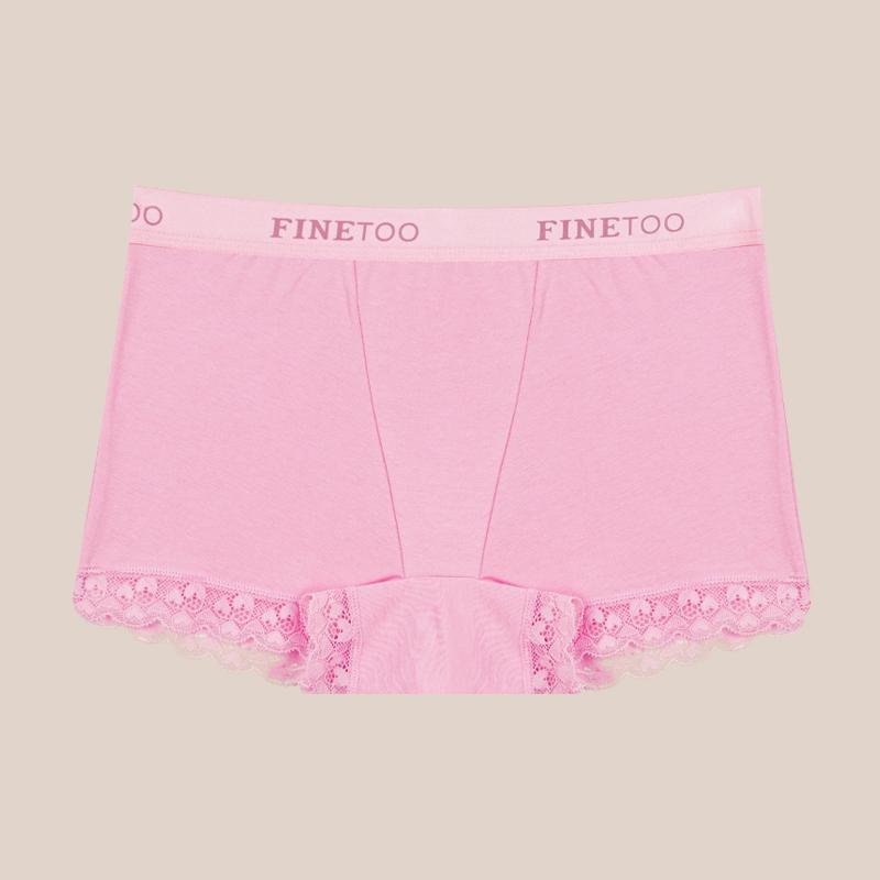 

FINETOO Cotton Lace Floral Underwear Sexy Letter Belt Breathable Low Waist Stretch Comfortable Underpants Sports Safety Pants S розовый