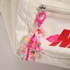 Colorful Bead Keychain Charm for Kids and Students School Bag Pendant Smiling Face and LOVE Letter Beaded Keychain