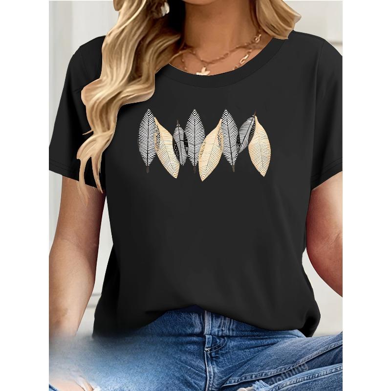 

European Size European Size Women s Heavyweight T-Shirt - Elegant Short Sleeve Blouse Suitable for Holiday, Graduation Outfits 4XL