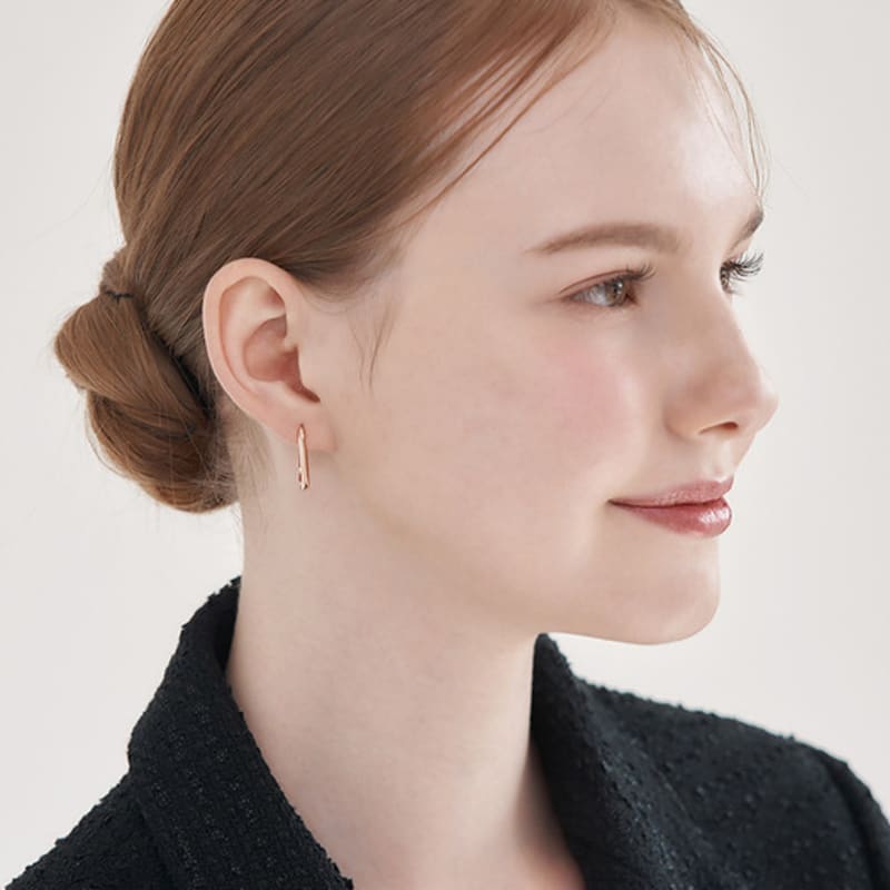 ELLE Jewelry Kolczyki Kółka Kwadratowe Basic 14K ELGPEE551