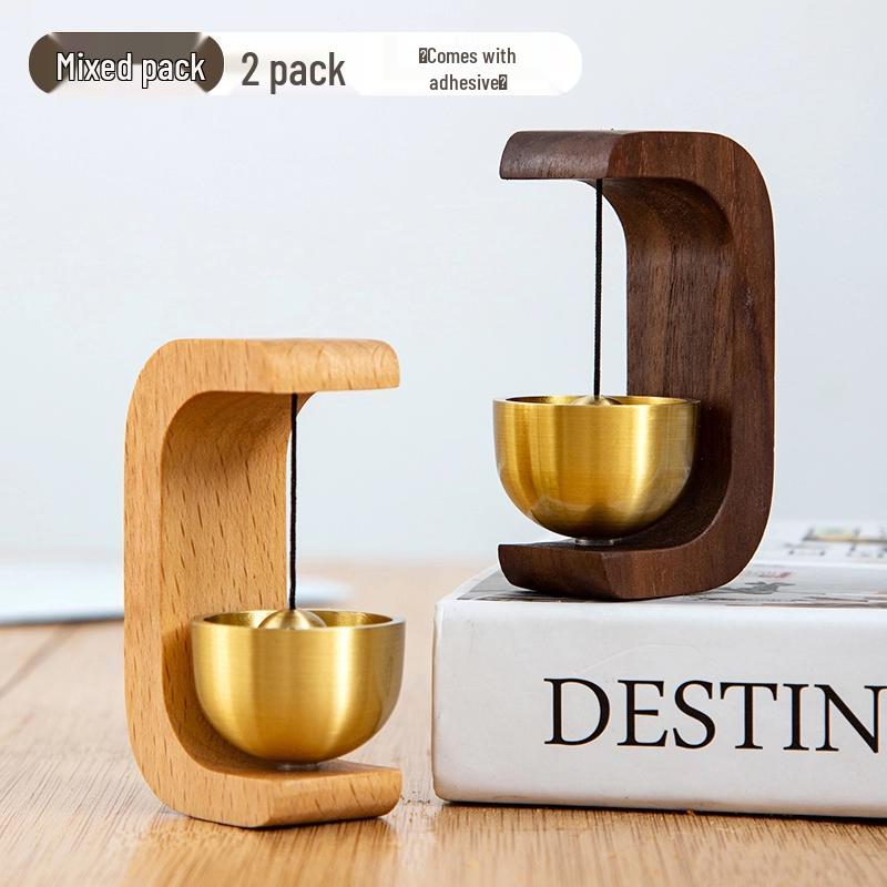 Japanese-Style Solid Wood Doorbell with Suction Cup - Entry Alert & Wind Chime Door Hanger