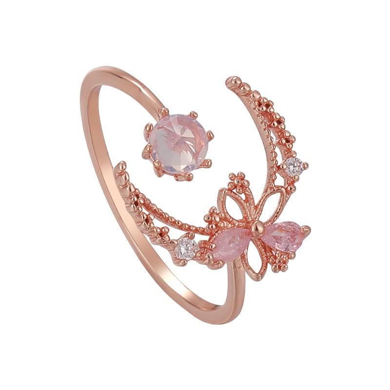 Elegant Adjustable Pearl Zircon Flower Ring