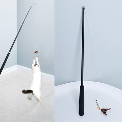 1.8m Cat Wand Toy High Toughness Extra Long Chasing Toy Retractable Cat with 2 Feather Bell Replacement for Indoor