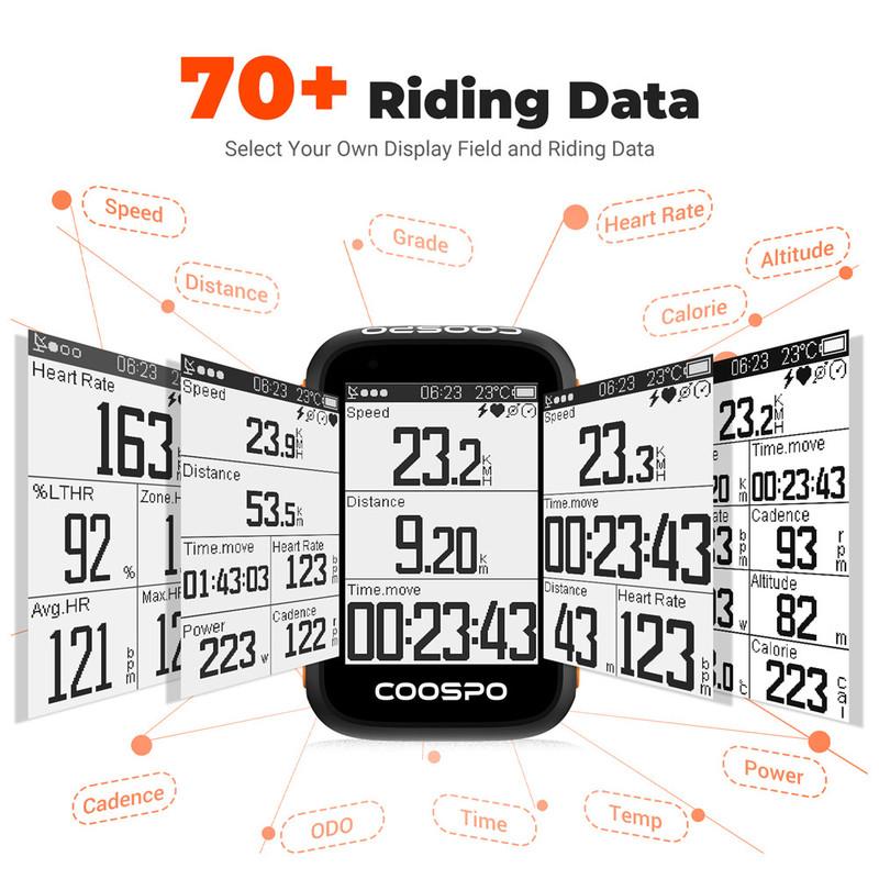 COOSPO BC200 Kabelloser Fahrradcomputer GPS Fahrrad-Tachometer Fahrrad-Kilometerzähler 2,6 Zoll Bluetooth 5.0 ANT+ APP-Synchronisation Steigung Höhe