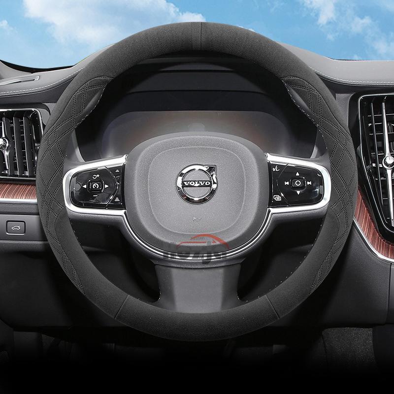 Suede Car Steering Wheel Cover for Volvo XC60 XC40 XC90 V90 S90 V60 S60 V40 EX90 EM90 Steering Wheel Accessories