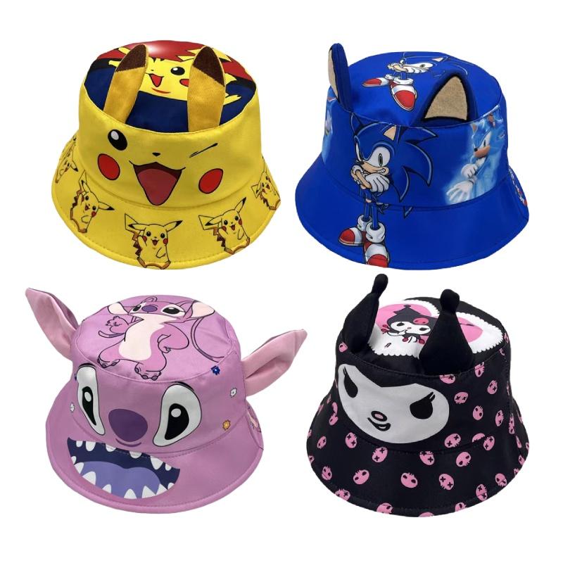 Sombrero de Pescador Pikachu para Niños con Estampado de Dibujos Animados Para Protección Solar y Estilo Azul
