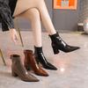 Fashion Horse Boots Female Ins Pointed  Skinny Boots  Winter New Patent Leather Thick with Fashion High Heel Short Boots Botas De Mujer