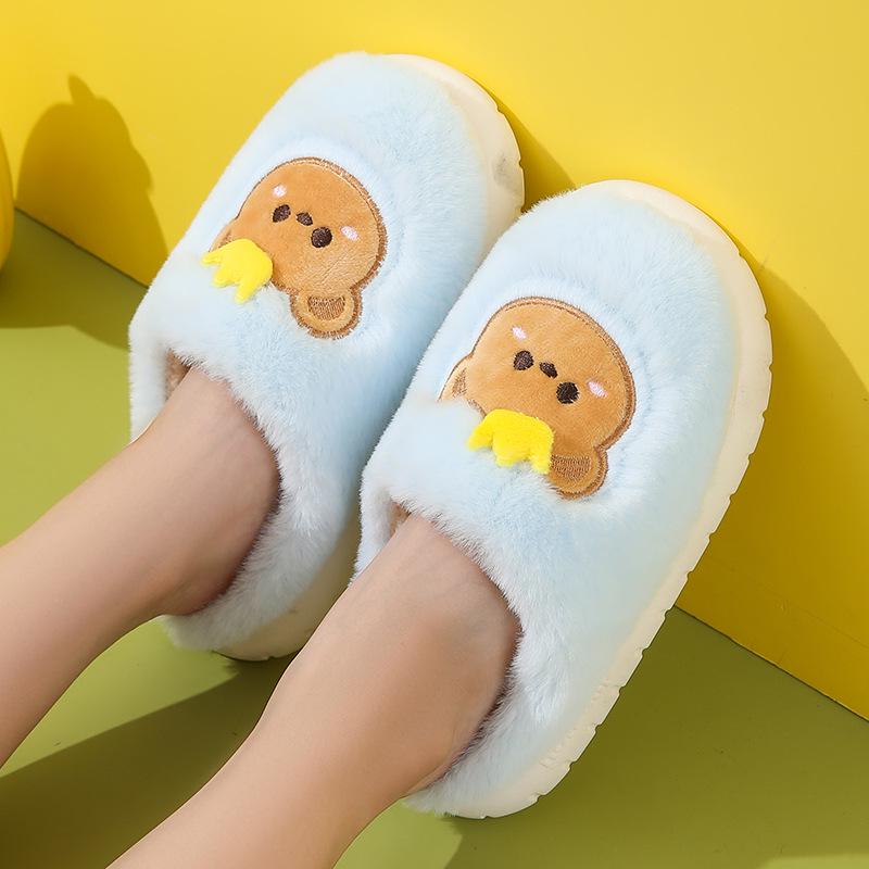 Adorable Dinosaur Kids' Non-Slip Cotton Slippers with Heels - Thick, Warm Indoor Footwear for Autumn and Winter