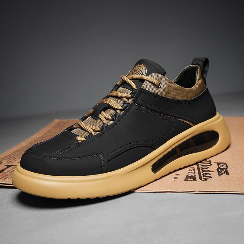 Casual Leather Shoes Men's Soft Sole Lightweight Breathable Fashion Trend Men's Shoes 2025 New Lace-up Round Head Sports Casual Shoes