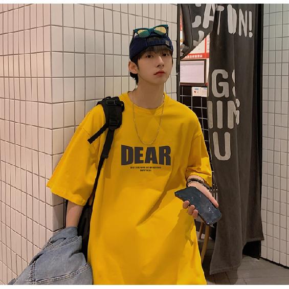 

Мужские футболки с коротким рукавом с буквенным графическим принтом и половиной рукава Футболка-пуловер Повседневная футболка Мужская корейская повседневная футболка с круглым вырезом в стиле ретро 5XL жёлтый