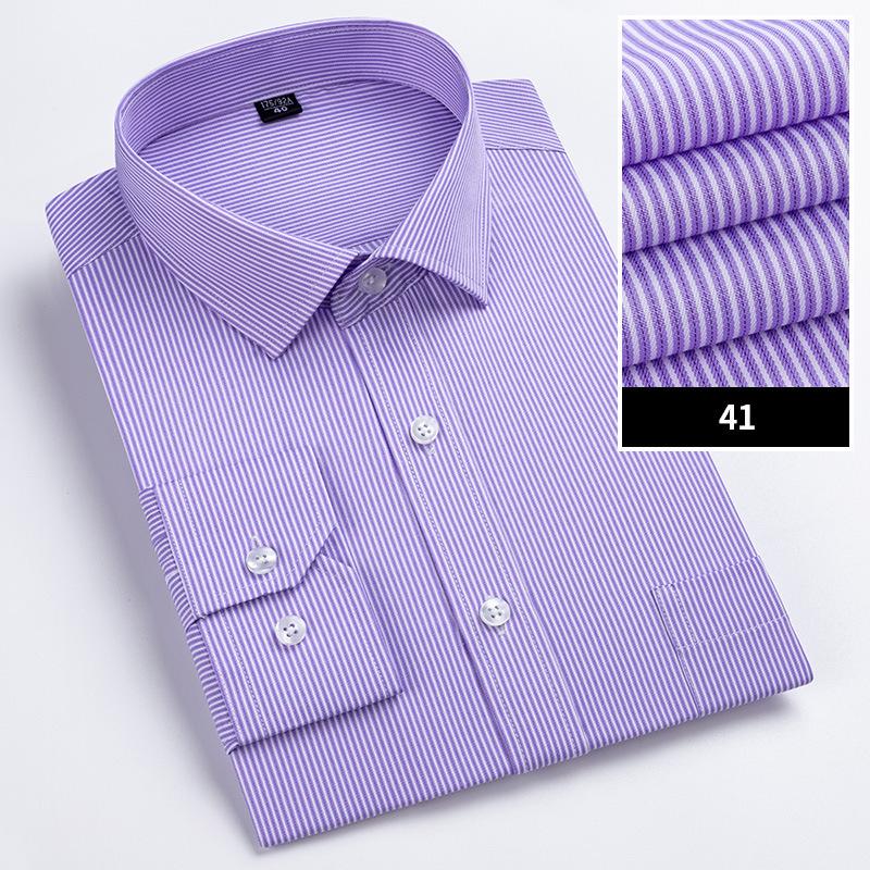 Men's Striped Long Sleeve Shirts 2026 Autumn Anti-wrinkle Business Shirt Fashion Casual Comfortable Breathe Slim Fit Shirts
