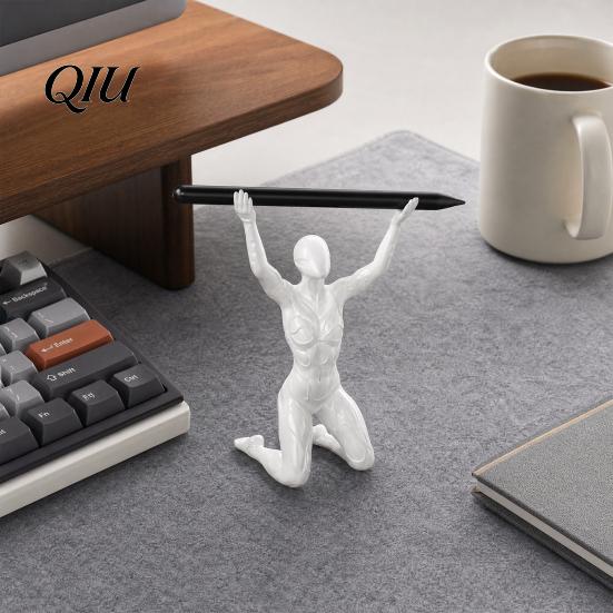 Smooth Matte Finish Pen Holder 3D Printed Kneeling Holder, Weightlifting Design Organizer, Creative Desk Accessory Pencil for Desktop Decoration