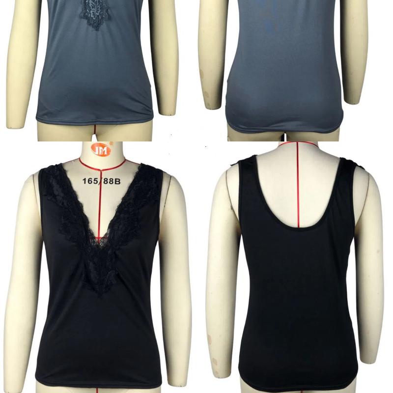 Women's Summer Lace Print Solid Color V Neck Sleeveless Tank Tops Slim Fit Sleeveless Tops