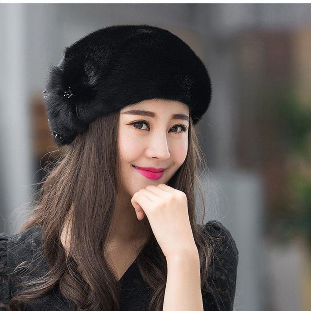 Women’s Hat High-end Hats Fashionable and Luxurious Hats Warm Ear Protection Hats for Middle-aged and Elderly People
