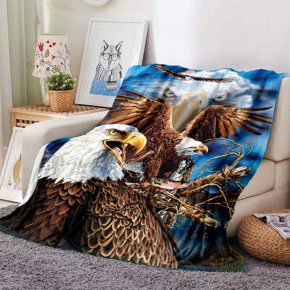 Eagle Art Print Flannel Blanket High Quality Warm Comfortable Cover for All Seasons Perfect for Gifts Home Decor
