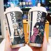 Pogromca Demonów Kochou Shinobu Kubek na wodę Agatsuma Zenitsu Tomioka Giyuu Kubek Termosowy ze Słomką Anime Stalowy Kubek do Kawy Butelka Ruchoma