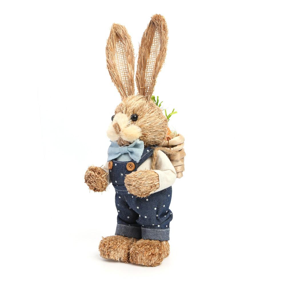 Easter Decorations Bunny Handmade Straw Bunny Rustic Straw Bunny Figurine Easter Straw Rabbit Ornament Spring Home Decor