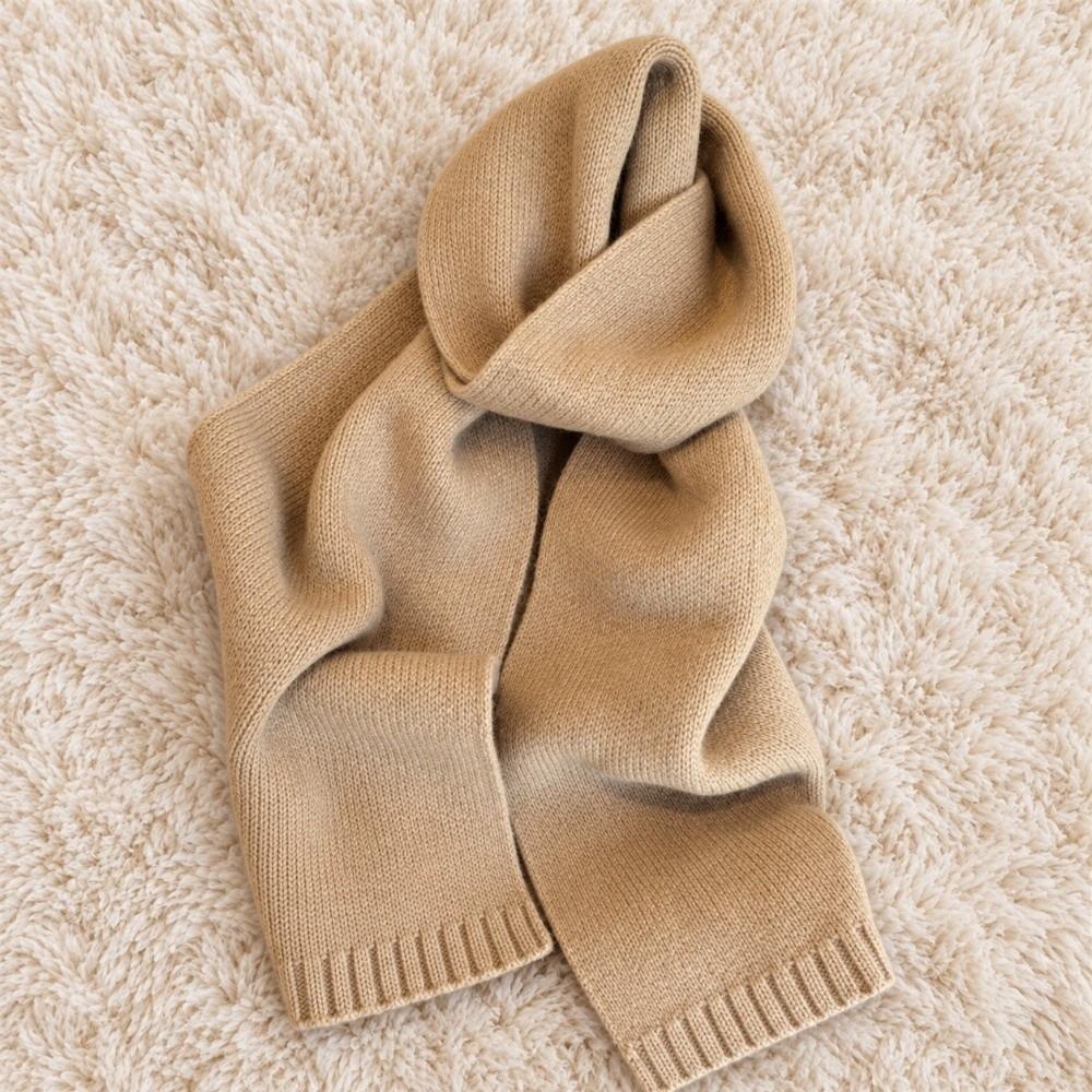 Solid Color Pure Wool Scarf Skin-Friendly Neck Warmer Wrap Wool Knitted Scarf  Autumn Winter