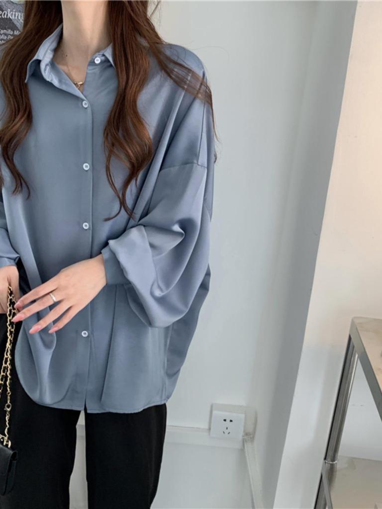 Spring Women's Loose Drape Ice Silk Shirt - Plus Size Long Sleeve Sun Protection