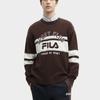 Fila Color Block Letter Print Casual Long Sleeve Sweater Men Sweater Cream-Brown F11M419401F-BN