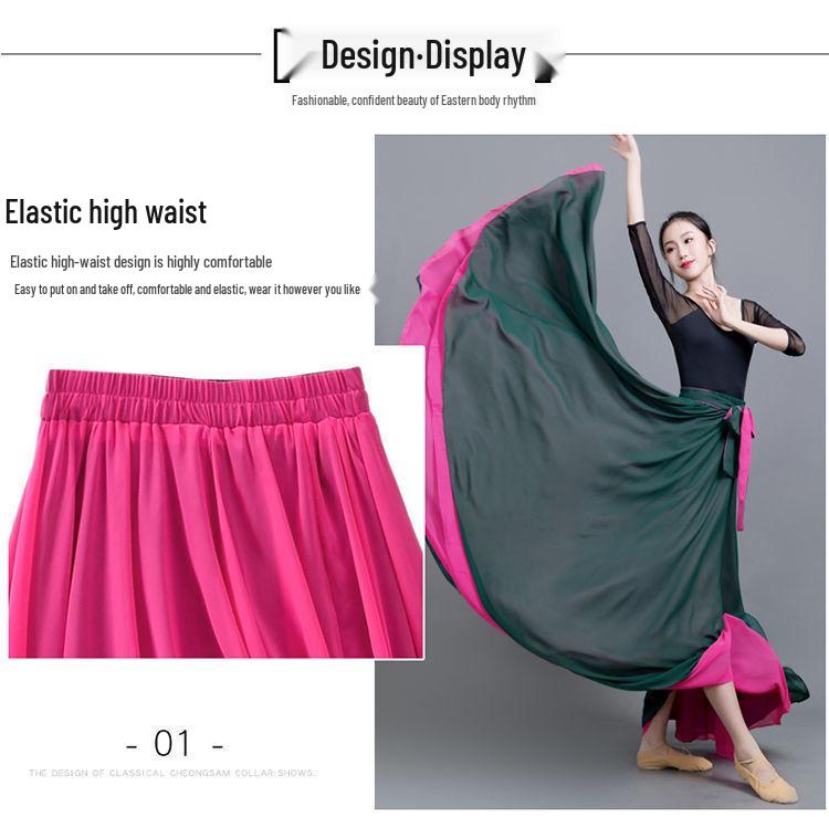 Two-Sided Chiffon Dance Skirt: Performance Long Dress with 540/720 Swirl,  Half-Body, Dual-Color Design  buy the best products in the Ayzeze online  store