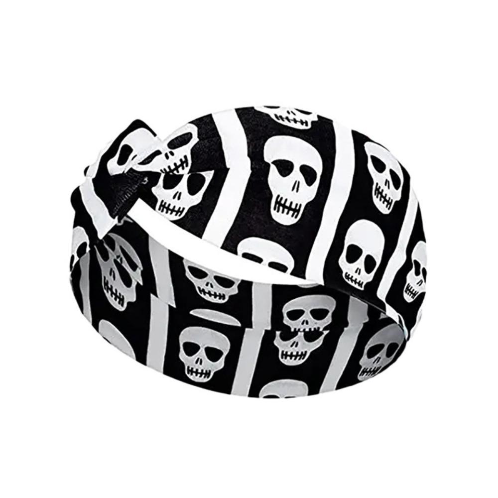 Wide Edge Knot Elastic Turban Soft Halloween Printed Headband  Hair Accessories